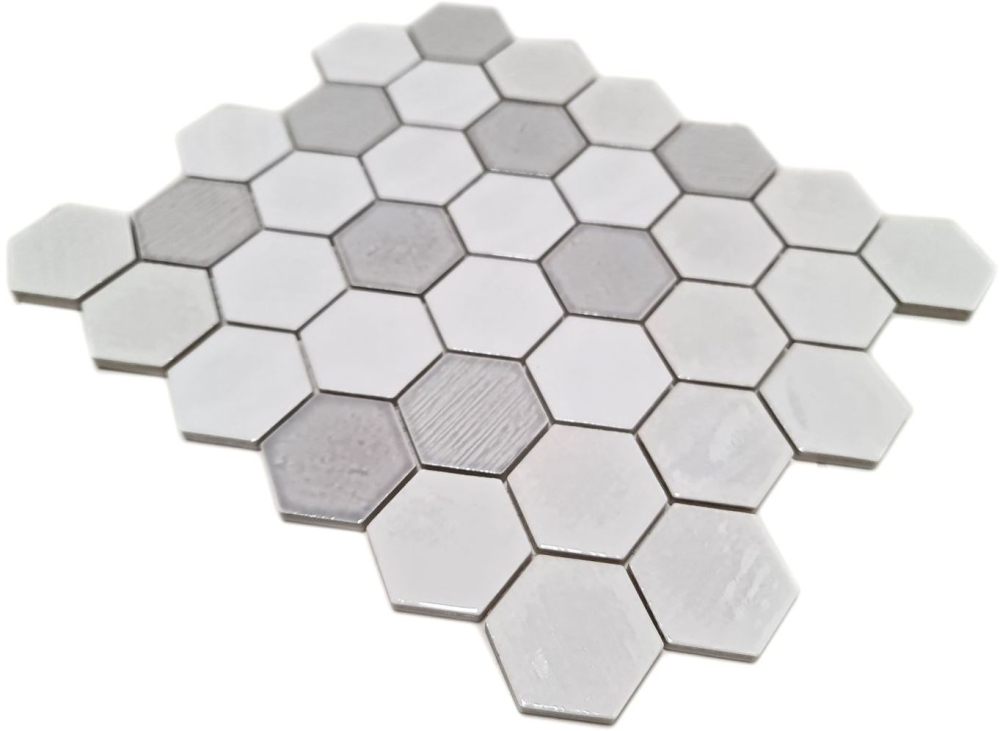 Mosaikfliese Keramik Mosaik Hexagonal weiss glänzend - 11K-SAN1