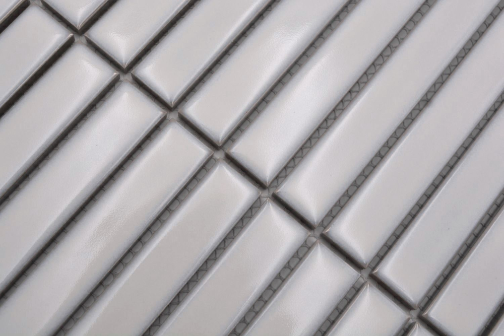 Mosaik Stäbchen uni altweiß glänzend Keramik Stäbchenoptik
