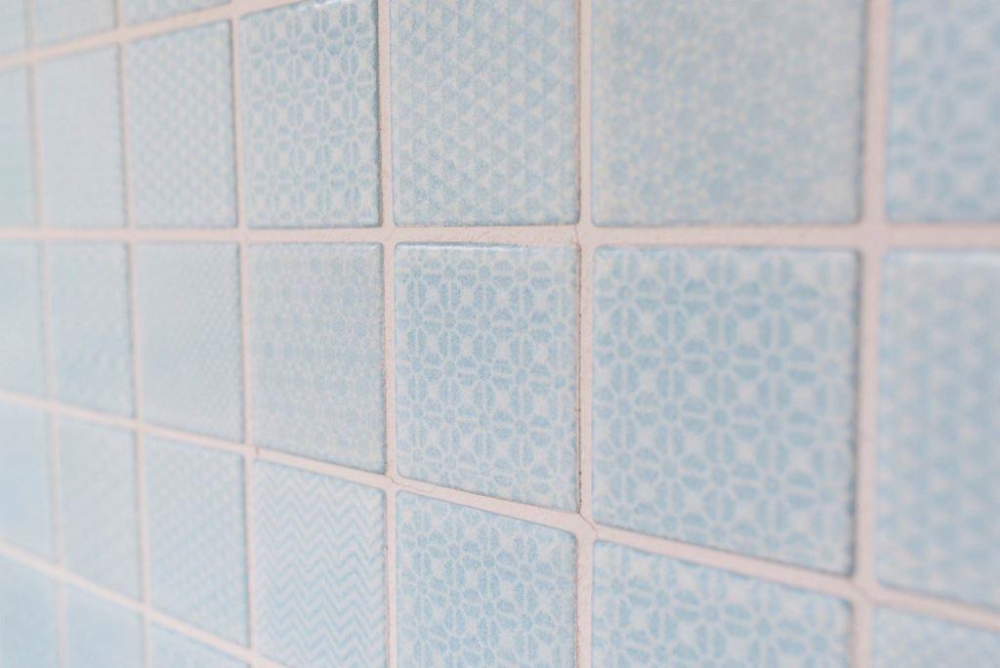 Mosaico quadrato Celadon Heritage Aqua in ceramica effetto retro azzurro lucido