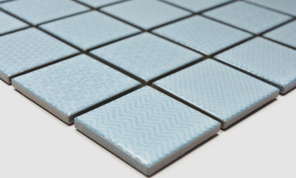 Mosaico quadrato Celadon Heritage Aqua in ceramica effetto retro azzurro lucido