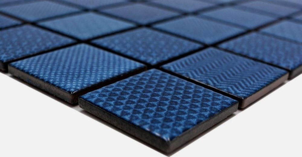 Mosaique Carre Celadon Heritage Cobalt Ceramique retro bleu brillant