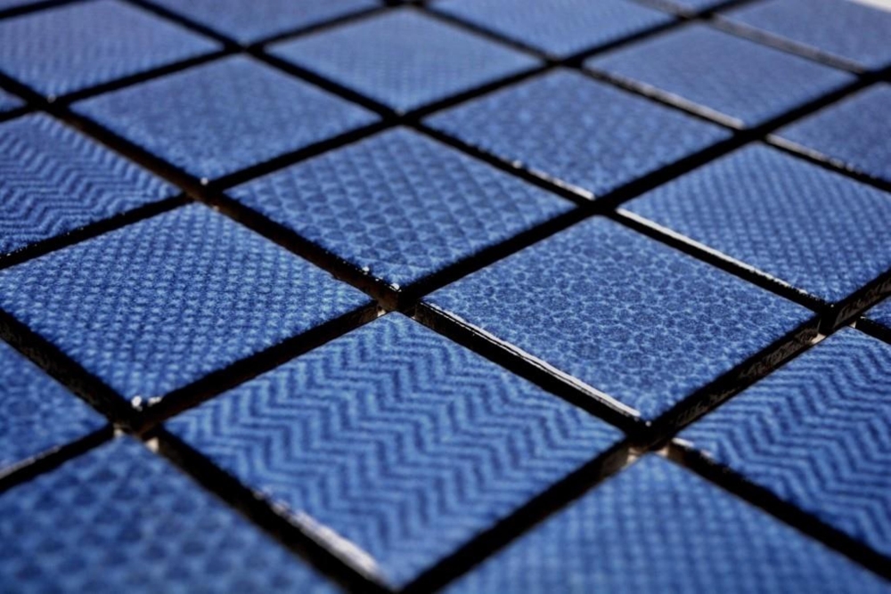 Mosaique Carre Celadon Heritage Cobalt Ceramique retro bleu brillant