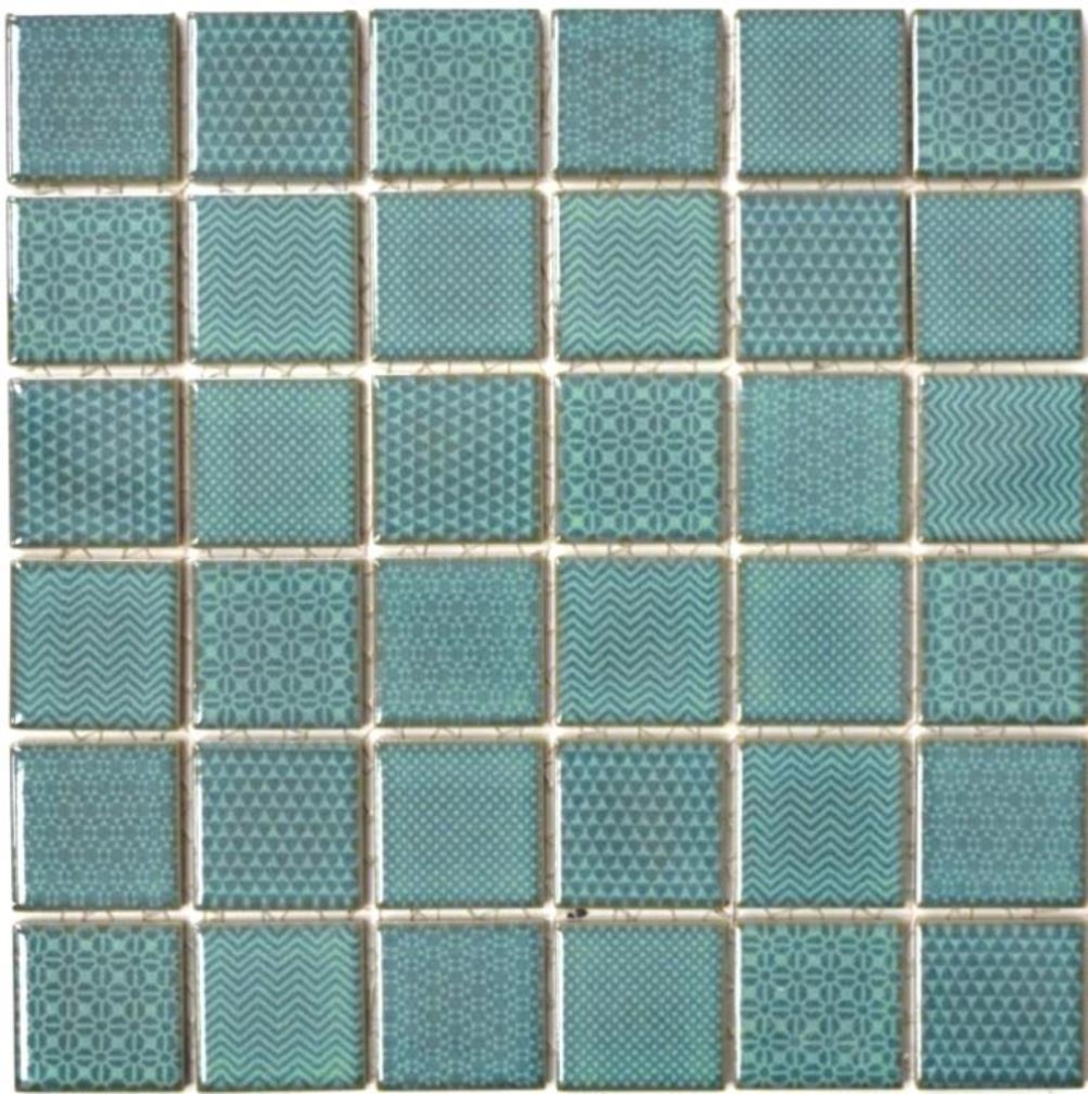 Mosaico cuadrado Celadon Heritage Esmeralda ceramica retro look verde brillante