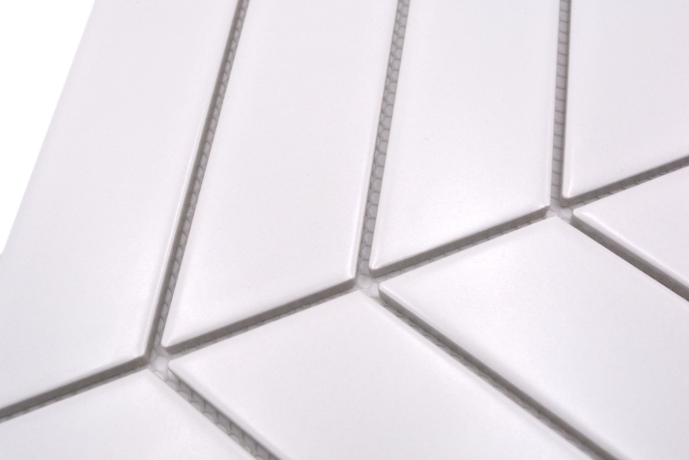 Mosaico chevron uni blanco mate ceramica flecha look blanco