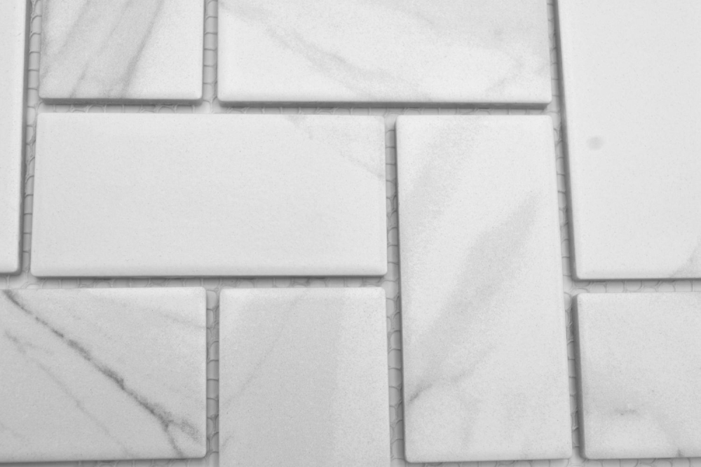 Mosaik Steinoptik Keramik weiss matt - 10 Mosaikblaetter