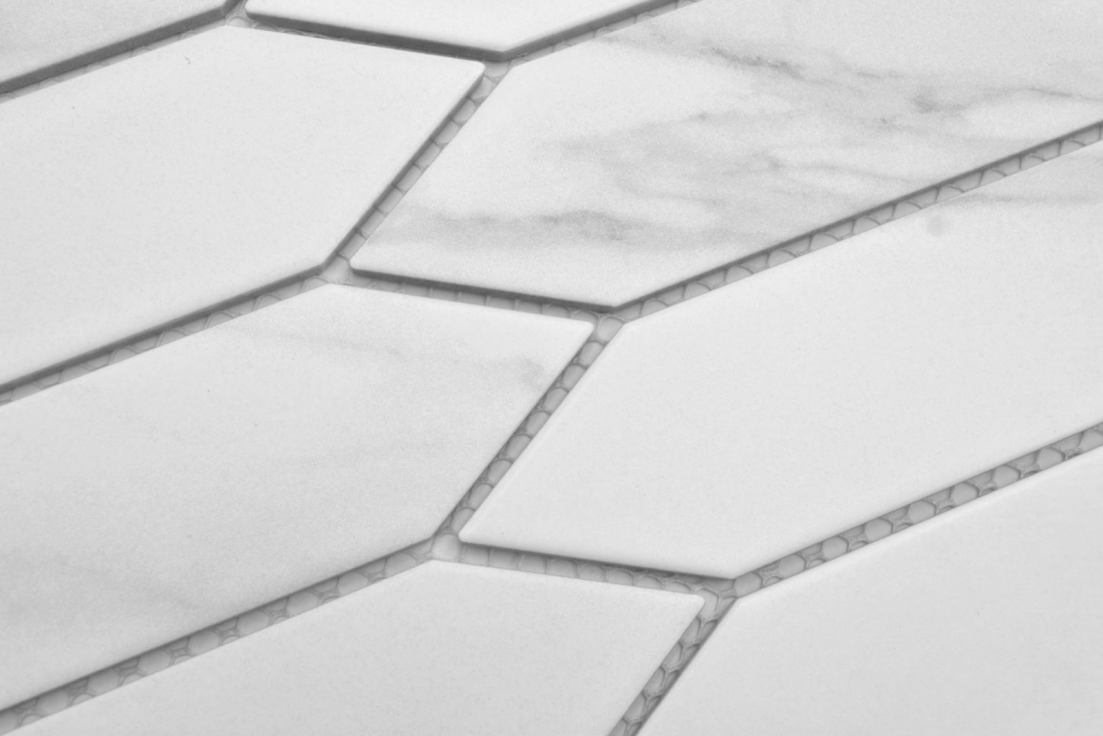 Mosaik Hexagon lang PICKET Carrara Optik Keramik Steinoptik weiß matt