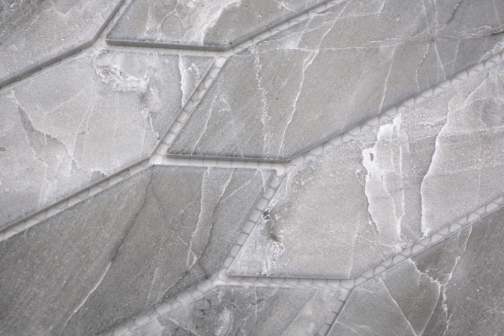 Mosaik Hexagon lang PICKET grey stone dark Keramik Steinoptik grau matt