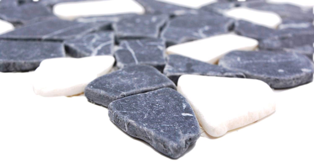 Mosaique Bruch Ciot mix Nero Bianco Marbre optique Bruch blanc noir mat