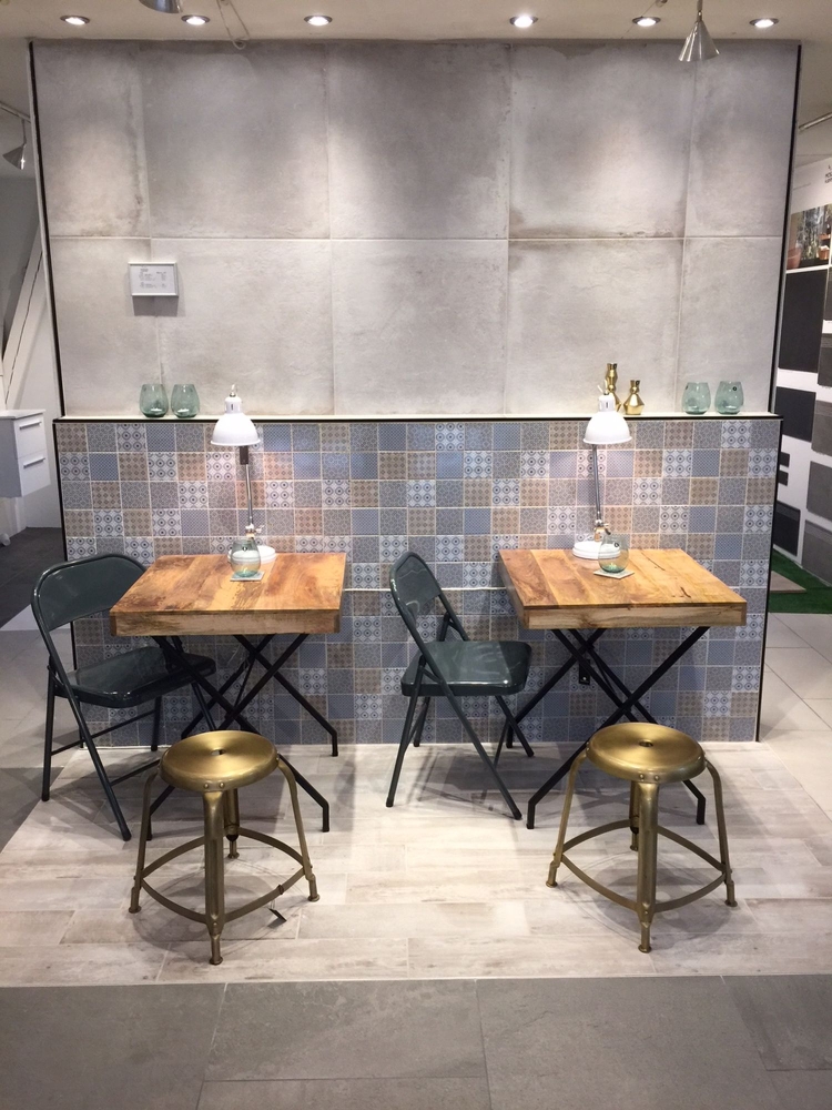 Mosaique Carre Classico mix Ceramique retro blanc bleu orange gris brillant