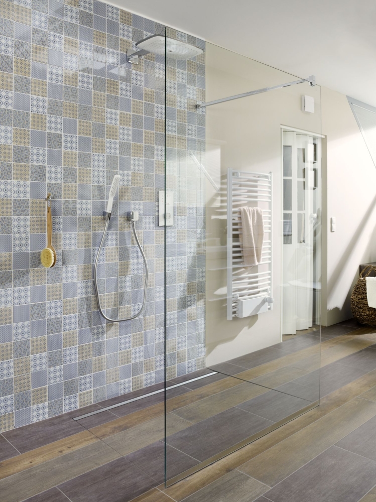 Mosaique Carre Classico mix Ceramique retro blanc bleu orange gris brillant