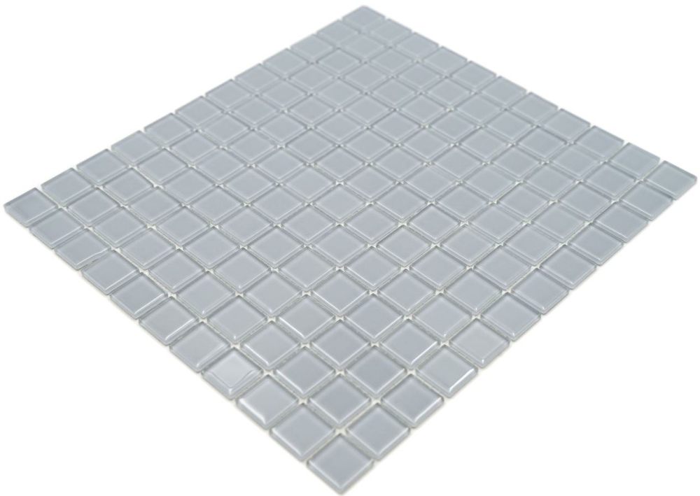 Preview: Mosaik Fliese Transluzent grau Glasmosaik Crystal hellgrau 60-0204 - 10 Matten