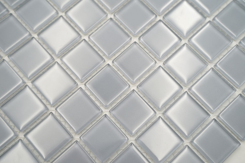 Mosaik Fliese Transluzent grau Glasmosaik Crystal hellgrau 60-0204 - 10 Matten