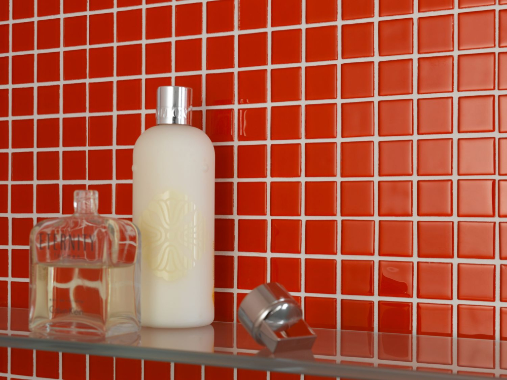 Mosaico de vidrio rojo fuego revestimiento bano azulejo cocina backsplash - 60-0904