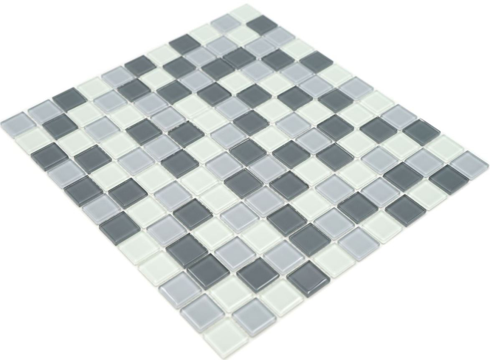 Mosaik Transluzent Crystal mix grau glaenzend - 10 Mosaikblaetter