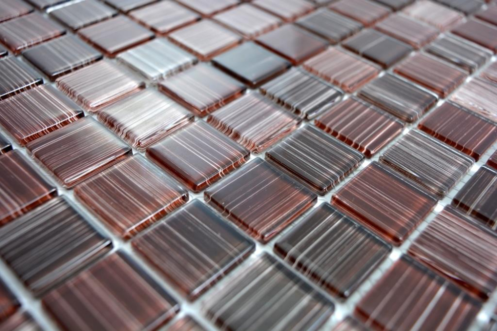 Mosaik Strichoptik Transluzent Crystal strichbraun glaenzend - 10 Mosaikblaetter