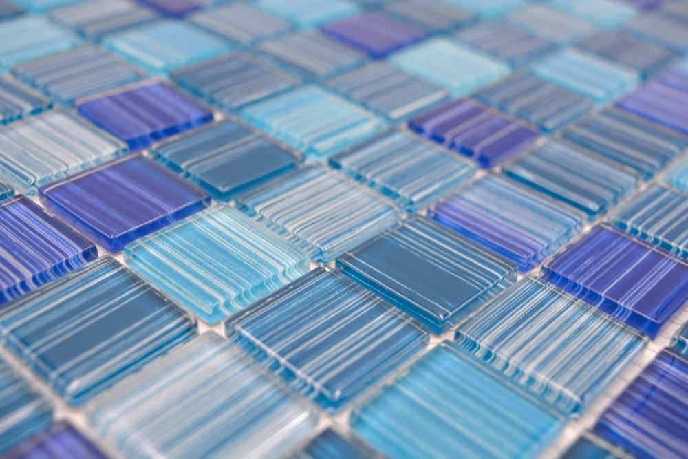 Mosaique de verre Bleu trait Bleu clair Bleu fonce Mosaique de piscine - 64-0409