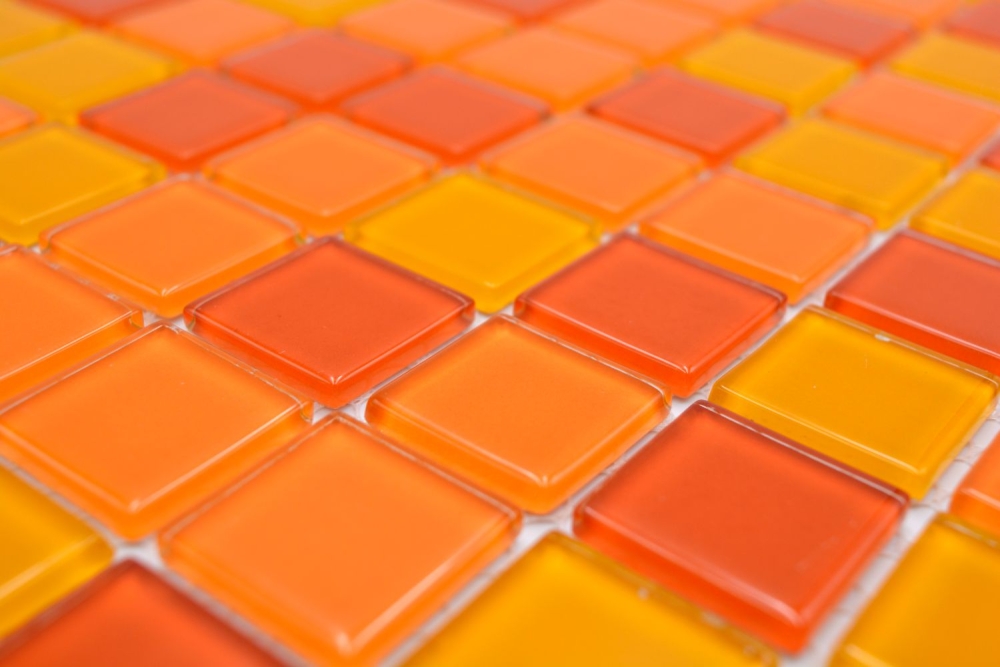 Glasmosaik Gelb Orange Rot Fliesenspiegel Wandfliese Küchenfliese Bad - 62-0802