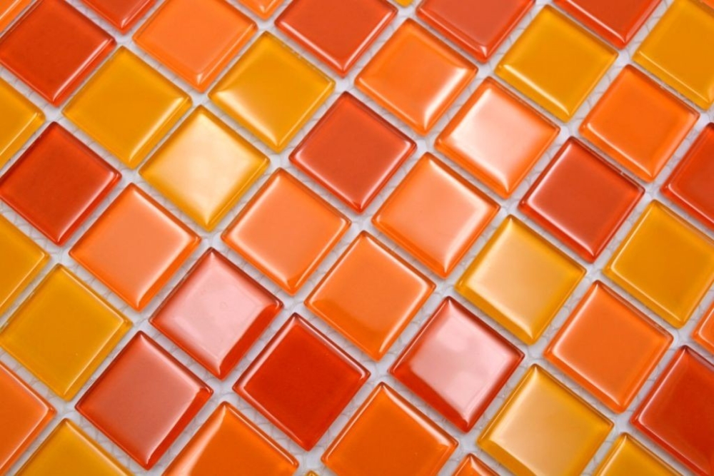 Preview: Mosaico di vetro giallo arancio rosso piastrelle backsplash muro piastrelle cucina piastrelle bagno - 62-0802