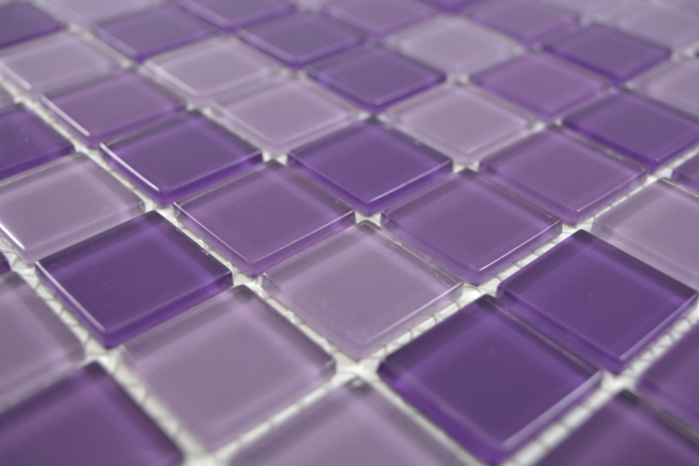 Tessere di mosaico di vetro lilla prugna quadrato Crystal Mix