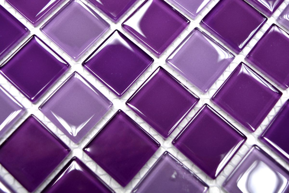 Tessere di mosaico di vetro lilla prugna quadrato Crystal Mix