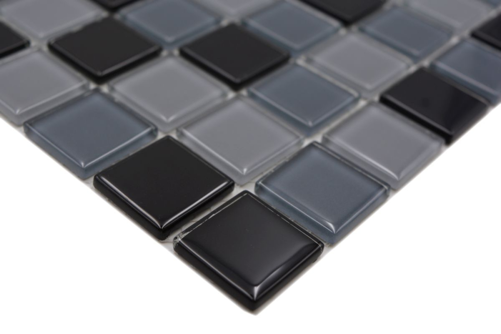 Carreaux de mosaique Mosaique de verre Noir gris clair Anthracite Carre Crystal