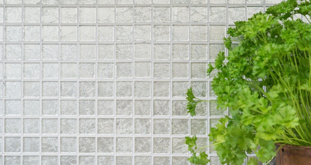 Mosaik Fliese Glasmosaik Silber Struktur Wandverkleidung Küche Bad WC - 68-4SB11