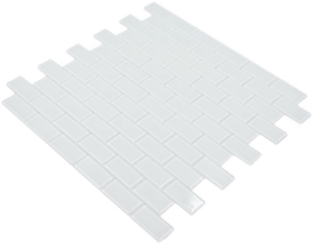 Azulejos de mosaico Borde de mosaico de vidrio ladrillo look blanco con un ligero tinte verde