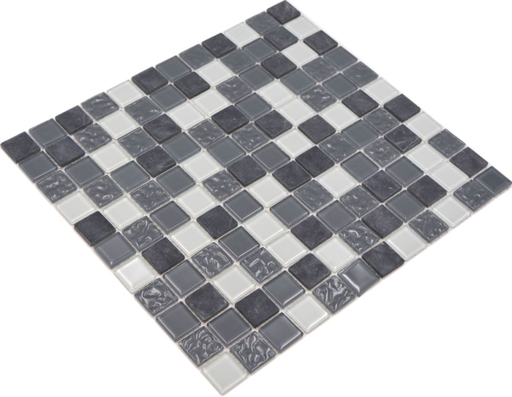 Mosaico mezcla piedra translucida gris brillante - 10 hojas de mosaico