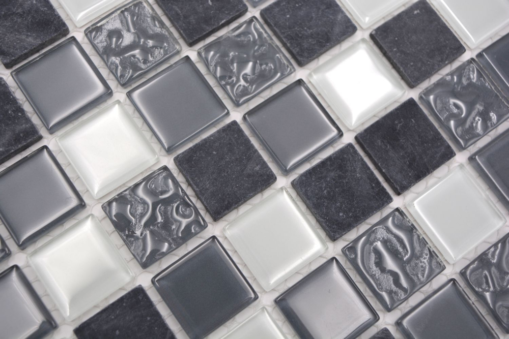 Mosaico de vidrio Mosaico de piedra natural Gris antracita rustico 62-0207-GN