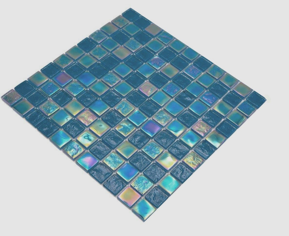 Preview: Glass mosaic mosaic tile small flip flop iridescent turquoise blue multicolored pool mosaic swimming pool mosaic