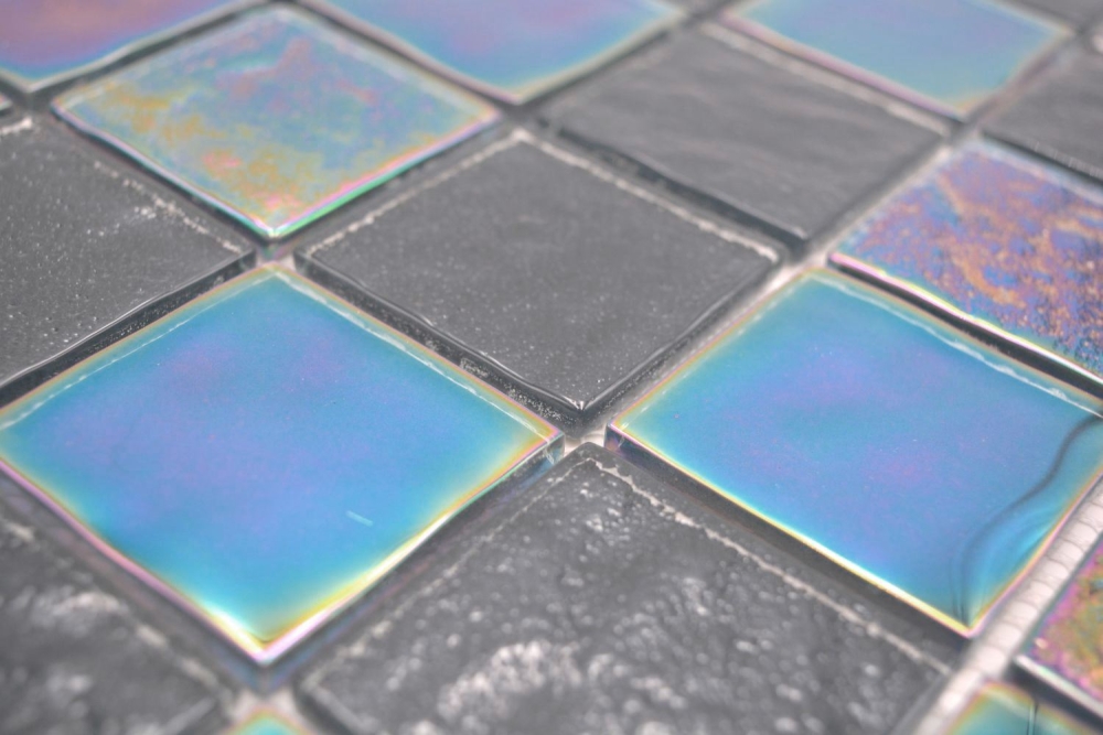 Mosaik Transluzent Crystal iridium blau schwarz glaenzend - 10 Mosaikblaetter