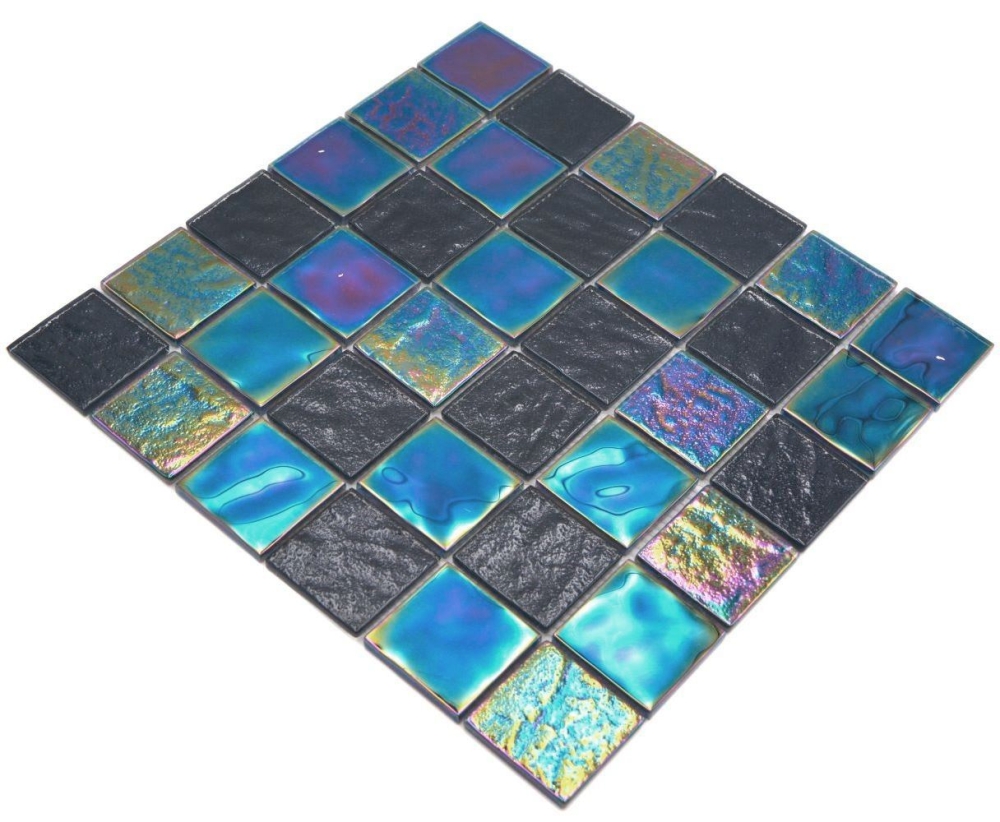 Mosaik Transluzent Crystal iridium blau schwarz glaenzend - 10 Mosaikblaetter