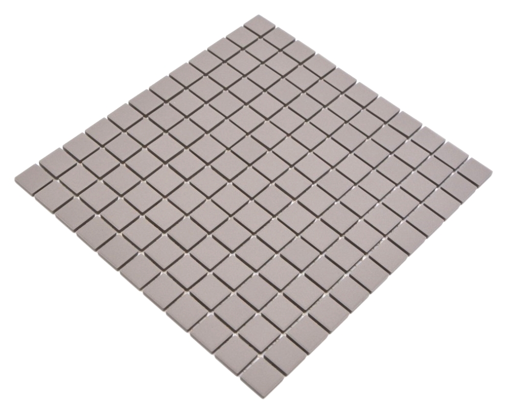 Mosaik Quadrat uni hellgrau unglasiert Keramik matt R10