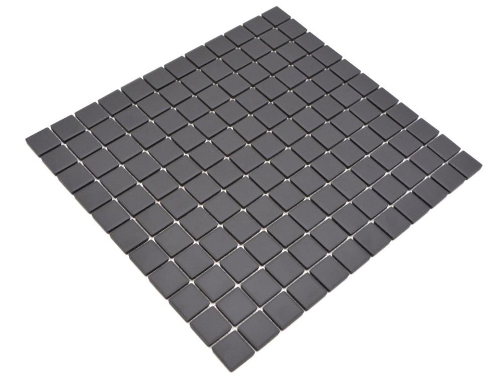 Mosaik Quadrat uni schwarz unglasiert Keramik matt R10