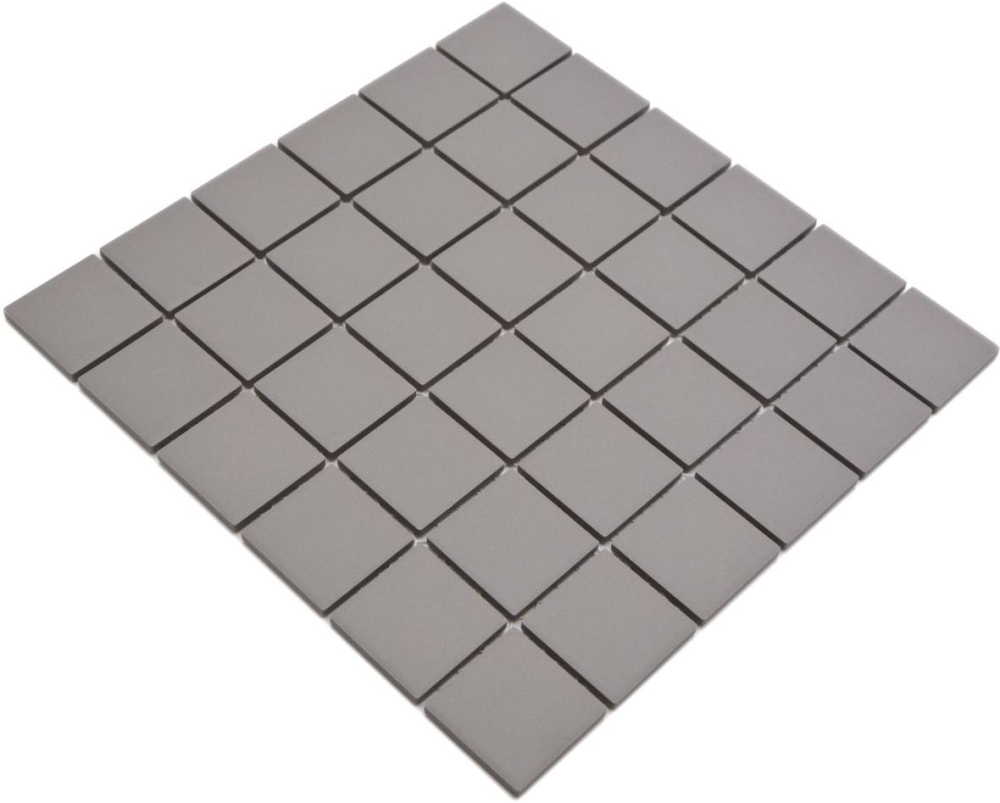 Mosaik Quadrat uni hellgrau unglasiert Keramik matt R10