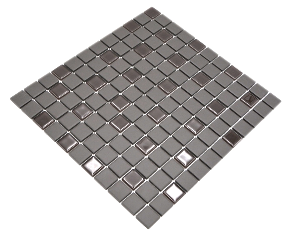 Mosaik Quadrat mix braun unglasiert mit Glas Keramik matt R10