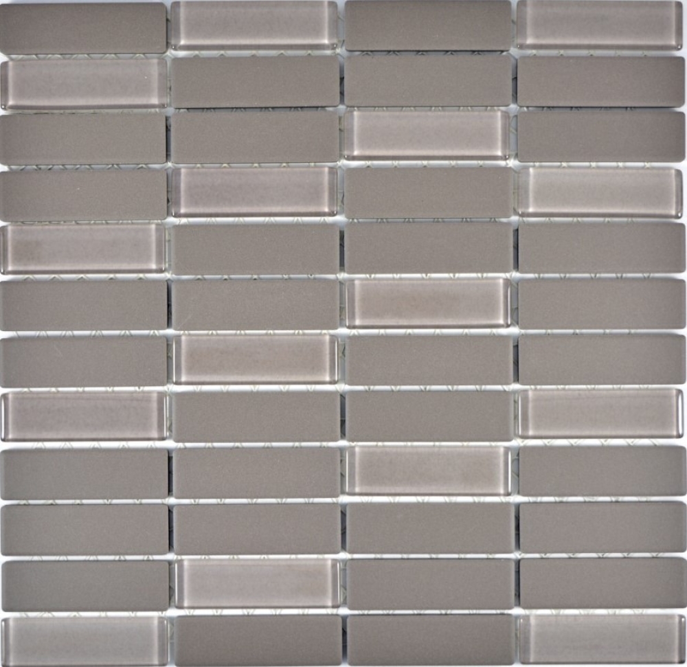Mosaik Kreuzverbandoptik Keramik Glas unglasiert grau matt - 10 Mosaikblaetter