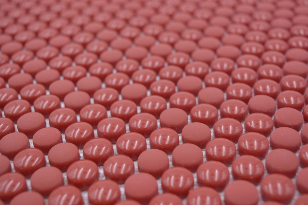 Mosaique ronde Enamel mix rouge brillant mat ECO Verre aspect rond