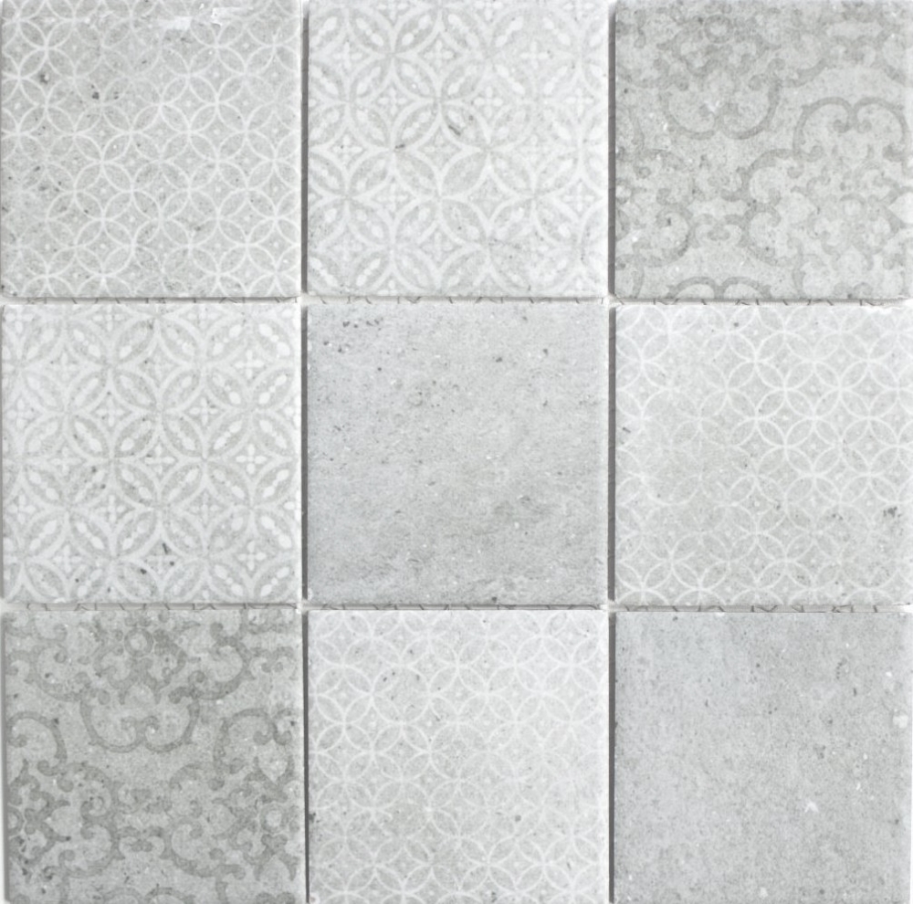 Mosaico cuadrado shabby chic gris ceramica shabby chic look gris mate
