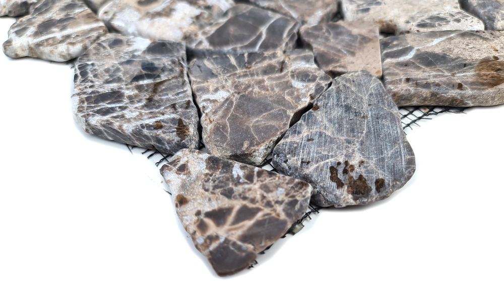 Mosaique brisee Polygonal Marbre Mosaique en pierre naturelle Castanao brun 44-30-180