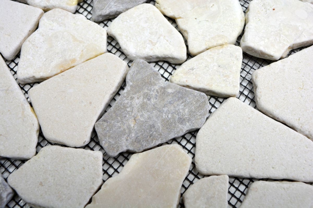 Preview: Fracture mosaic polygonal marble natural stone mosaic gray beige Botticino 44-0108