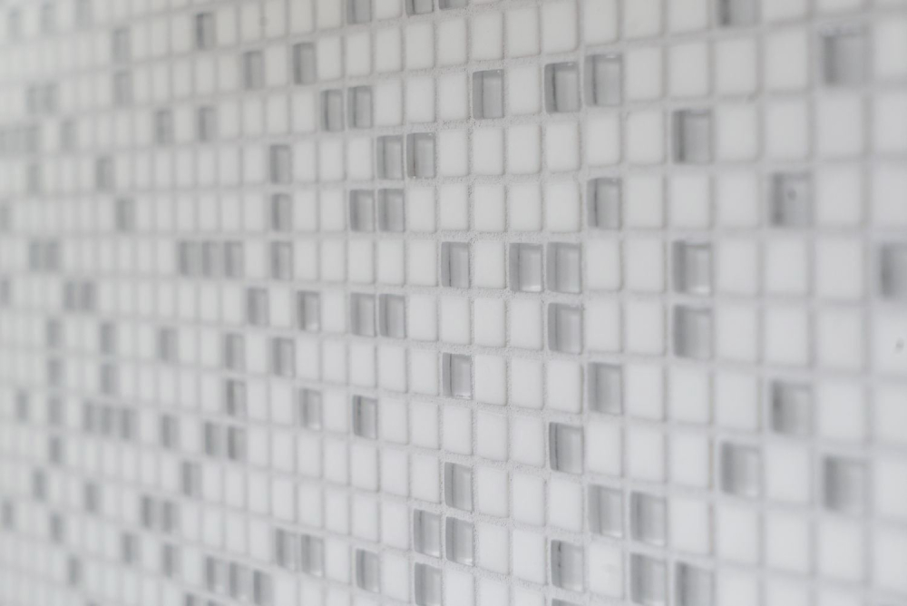 Mosaique Carre Enamel blanc mat avec verre ECO GLAS micro-optique