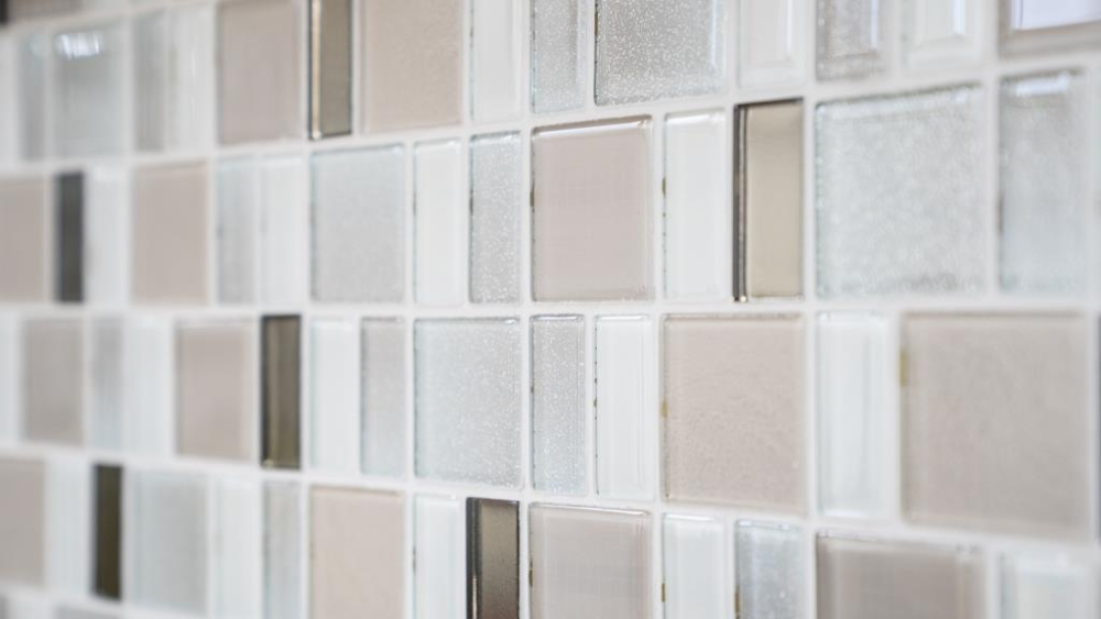 Carreaux de mosaique Mosaique de verre Blanc gris Beige Perle irisee perle