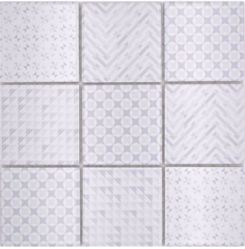 Mosaique Carre Geo White Ceramique retro blanc brillant