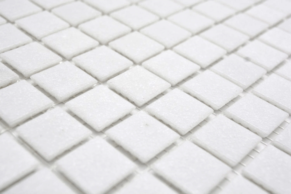 Preview: Mosaic pool optic glass white shiny - 10 mosaic sheets