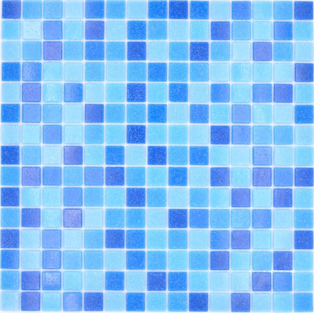 Preview: 720 plaques = 72 m² de mosaïque pour piscine – mosaïque en verre (nuances de bleu : clair, moyen et foncé) – I-210-PA339