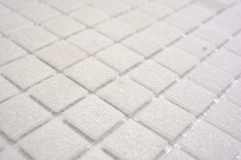 Preview: Mosaic pool optic glass white shiny - 10 mosaic sheets