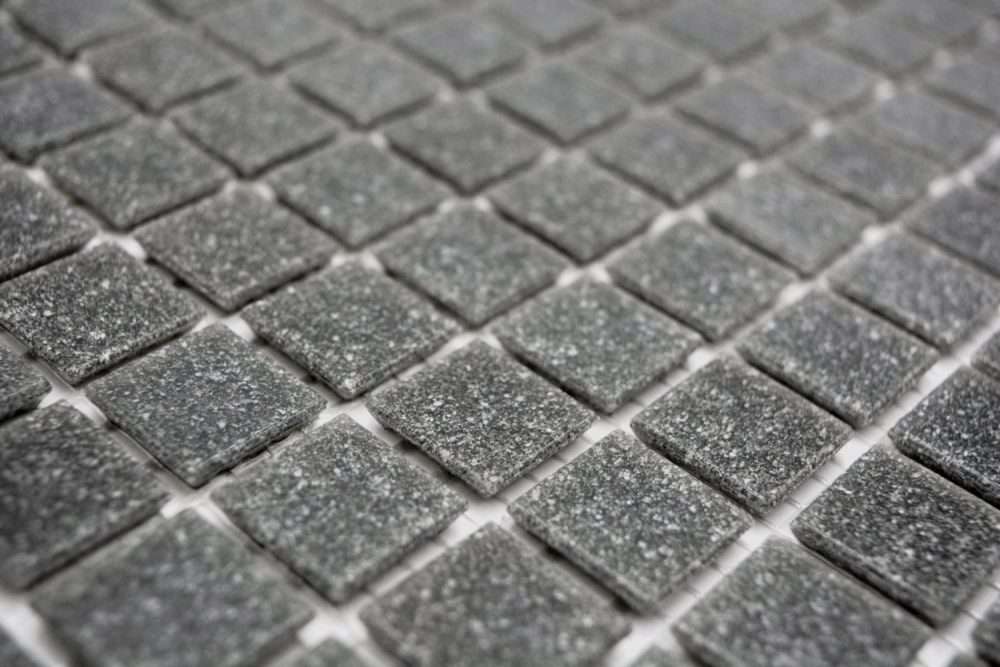 Preview: Mosaikfliese Poolmosaik Glasmosaik Grau Basalt Optik dunkelgrau