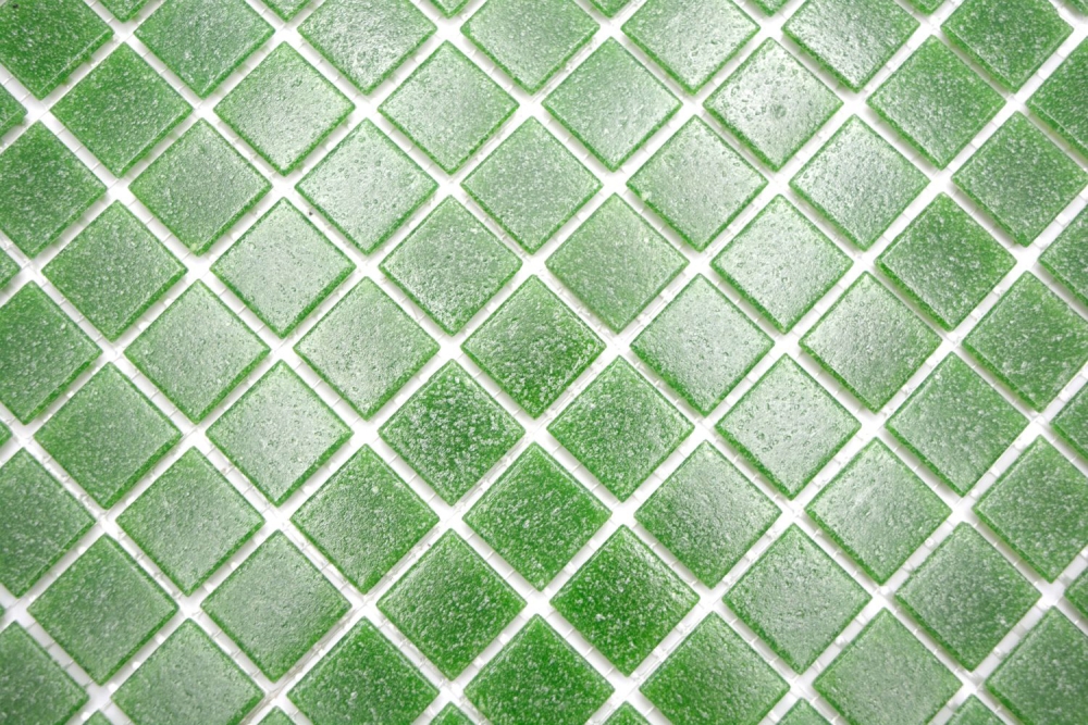 Preview: Mosaic pool optic glass green shiny - 10 mosaic sheets