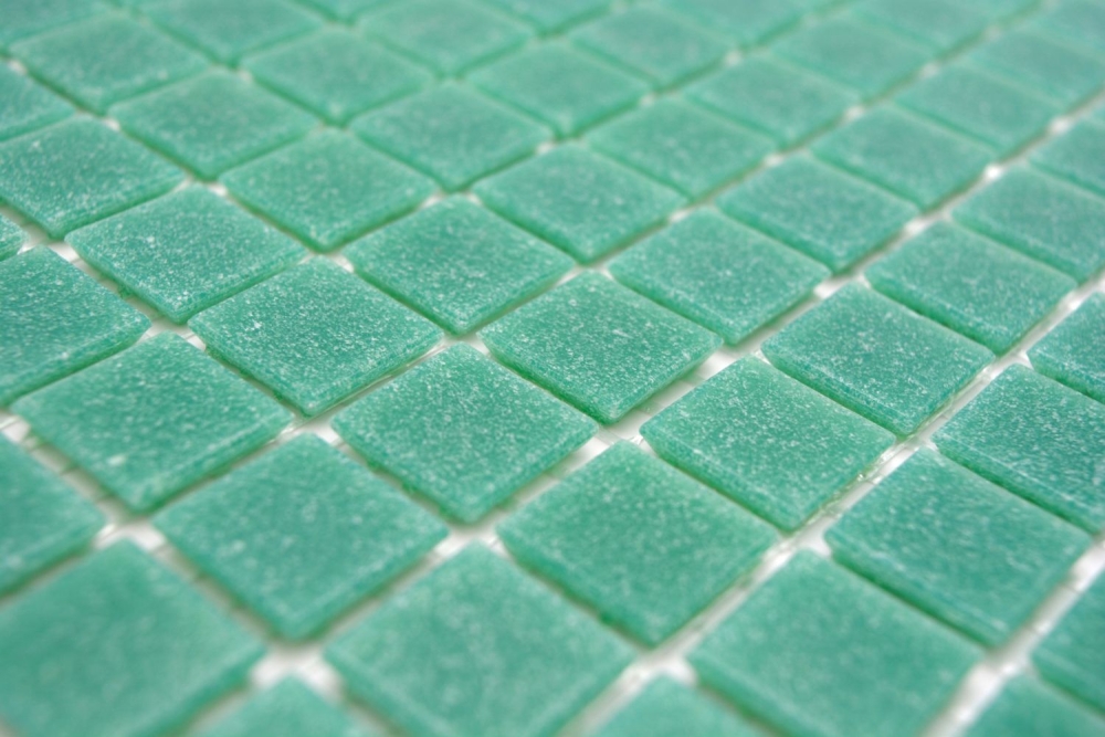Preview: Mosaic pool optic glass turquoise shiny - 10 mosaic sheets